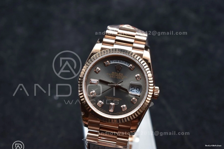 Diamond Square V5 Original DayDate RG (Gain Edition Dial Weight) President Best Steel 671 on 36 904L Grey with Bracelet vr3255 QF 0129